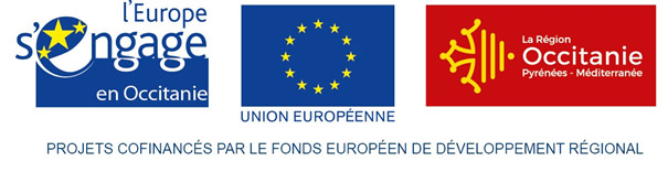 Logos l'Europe s'engage en occitanie, Union Européenne, La Région Occitanie